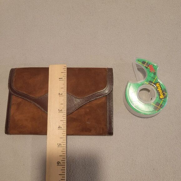 Hugo Bosca Brown Calf Skin Leather check wallet Vintage - Picture 6 of 9